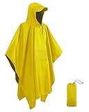Victoper Waterproof Poncho Adult Reusable Lightweight Rain Poncho Adult Waterproof for Traveling Cycling Outdoor Camping Hiking Waterproof Raincoat Yellow…