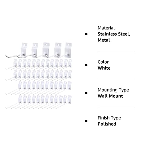 50 Packs Slatwall Hooks 4 Inch 6 Inch Panel Display Hooks Metal Slat Wall Hanging Hooks Panel Hooks Slat Wall Display Slatwall Pegs Slatwall Hooks And Hangers For Garage Shop Retail Display (White) #TOP7