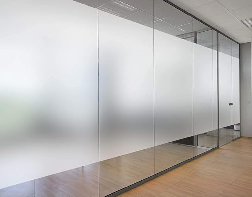 Image of WOOHome Frosted Glass Window Film & Stickers (24 X 200 INCH) Privacy Window Cover for Home & Office - Easy Apply, UV Protection, Decorative Film (Frosted White Opaque Film | 2 X 17 SQFT)