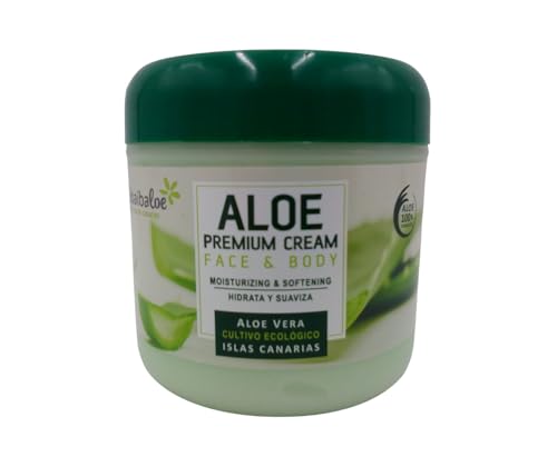 TABAIBALOE Crema Aloe Vera Premium Crema de Aloe Vera para Cara y Cuerpo, 300 ml X 4 Unidades, 1200 Mililitros