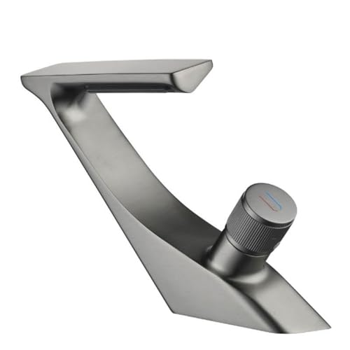 Robinet cascade lavabo anti-éclaboussures gris avec mitigeur de salle de bain réglable