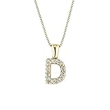 14k Yellow Gold Letter D Diamond Initial Pendant Necklace (1/10cttw) with 18-inch chain by Diamond...