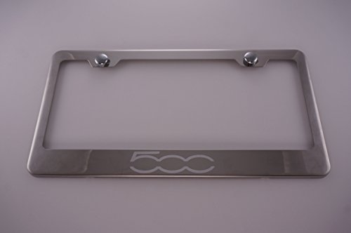 Fit Fiat 500 Polished Stainless Steel License Plate Frame with Cap