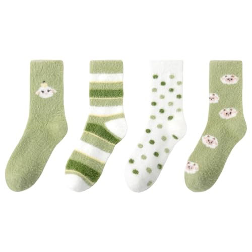 Women Fuzzy socks Winter Fluffy Warm 4-Pairs Cozy Comfy Home Sleeping Socks
