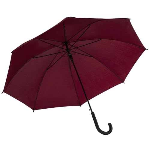 Idena 50110 - Parapluie à canne en bordeaux avec diamètre 100 cm, parapluie à ouverture automatique et poignée Soft-Touch, longueur env. 88 cm