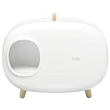 Dvuboo Arenero para Gatos Autolimpiable, Entrada Delantera A Prueba de Salpicaduras Semicerrada Plástico Aseo Gato, Arenero Sanitaria Cerrado Bandeja Arena para Gatos Mascotas con Pala,Blanco