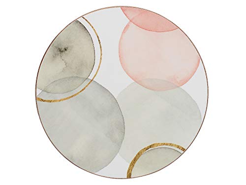 Creative Tops C000281 Onderzetters met kurk-Backed met bedrukte 'vergulde bollen' design, rond, wit, 12 cm, set van 4