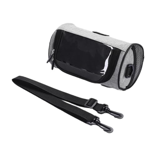 Menolana Bike Handlebar Bag Storage Pouch Rainproof Accessories Touch Screen Phone Holder Bike Bag for Hiking Travel Road Bike, Gray