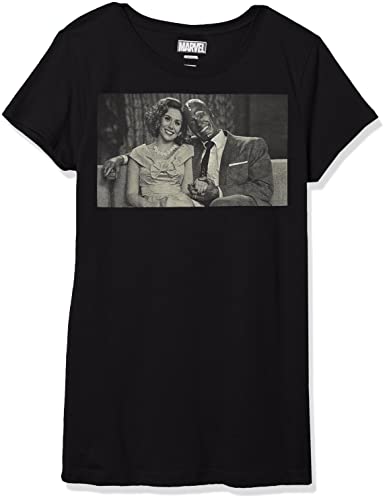 T-shirt Marvel fille noir taille S motif couple sur canapé
