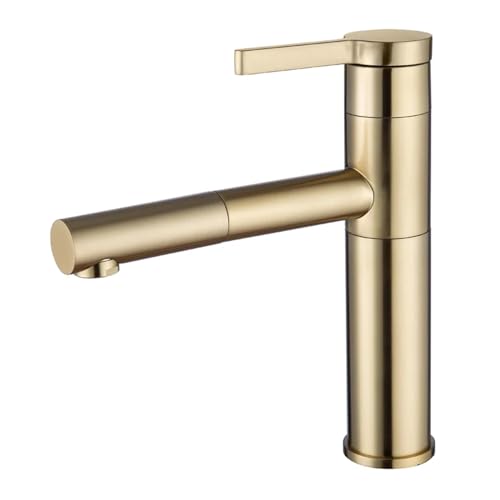 Robinet de lavabo or brossé au design élégant et rotatif pour vasque