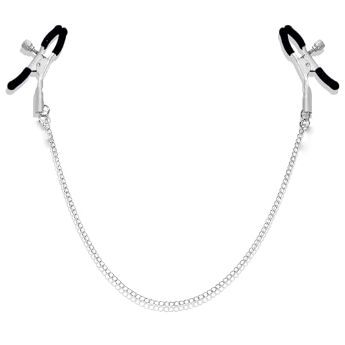 Body Clips Non Piercing for Women Adjustable Pressure Body Chain Necklace Clamps with Chain Stainless Steel Body Jewelry Non Piercing for Adults Couples (Black)