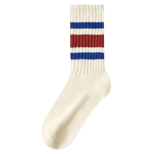 Image of American Trends Womens Novelty Striped Crew Socks Athletic Vintage Slouch Mid Calf Tube Socks