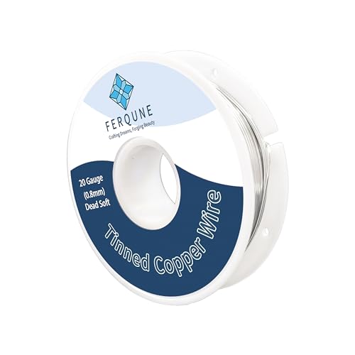 FERQUEN 20 Gauge Tinned Copper Wire for Stained Glass Project Crafts and Jewelry Making 65Feet