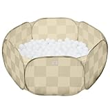 3 Sprouts - Piscina di Palline per Bambini - Piscina di Palline per Bambini di 3 Anni - Gioco da Interno (Palline Non Incluse) (Beige a Scacchiera)