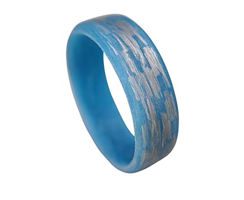 Core Carbon Rings - Handmade Ring Band - Men's or Women's Texalium Blue Glow Ring, Matte Finish, Glow-in-the-Dark, Durable, Scratch Resistant, Waterproof, Sizes 4-16, Custom Band Widths