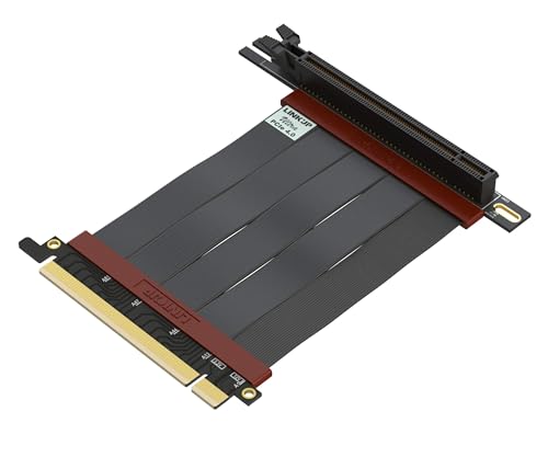 Image of LINKUP - Ultra PCIe 4.0 X16 Riser Cable (Reconditioned) [RTX4090 RX6950XT x570 B550 Z690 Tested] Vertical Mount Gaming PCI Express Gen4┃Universal 90 Degree Socket (10cm / 3.9 inch) 3.0 Gen3 Compatible
