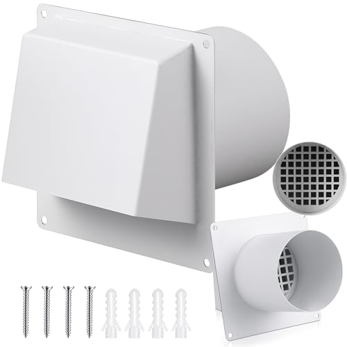 ElaraBerry Outside Fireplace Vent Cover 3-15/16" Tube Outside Fireplace Heat Shield, Galvanized Steel Exterior Cover for House Chimney Stoves Fresh Air Intake Vent