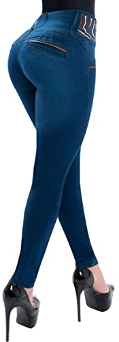 Fiorella Shapewear Butt Lifter Women Jeans High Rise Leatherette Waist Push Up Levanta Cola Pantalones Colombianos 514BB