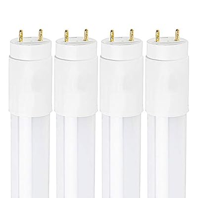 LUXRITE 4FT LED Tube Light, T8, 18W (32W Equivalent), 6500K Daylight, 2200 Lumens, Fluorescent Light Tube Replacement, Direct or Ballast Bypass, ETL Listed (4 Pack)