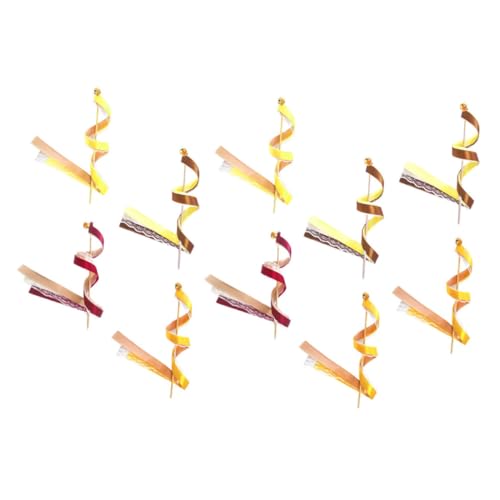 Veemoon 10pcs Decorative Ribbon Sticks Fairy Wands Lace Streamers and Bells, Mixed Colors, Handheld Wedding and Party Ribbon Fairy Sticks for Autumn Lawn and Ceremony Decor