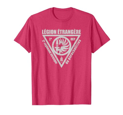 French Foreign Legion Paratrooper T Shirt - 2 Rep T-Shirt, Men, Red Heather, Large