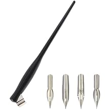 UncleS Fountain Pen Set with 4 Pen Nibs, Slant Dip Holder, Adjustable Metal Flange, for Beginners, Artists, Writing, Drawing, Calligraphy