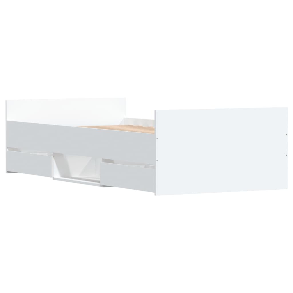 Telaio letto con testiera e pediera bianco 100 x 200 cm Struttura del letto dell'hotel Telaio per camera da letto Cornice da letto per soggiorno Adatto per camera da letto