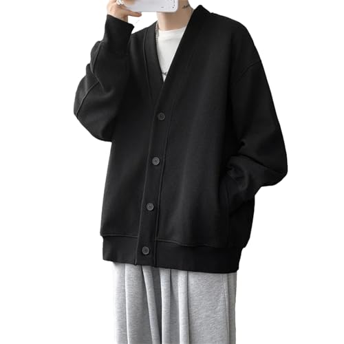 Men's Cardigan Sweaters Loose Fit Casual V-Neck Plus Size Knitted Sweater Outerwear with Pockets