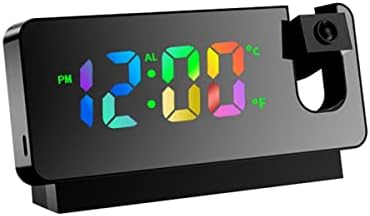 Projection Alarm Clock for Bedroon with Projection on Ceiling Mirror Alarm Clock Large Dispaly Colorful Digital Clock USB Charger Ports 12/24H,DST,Snooze, Mirror LED Loud Alarm Clock (Black)
