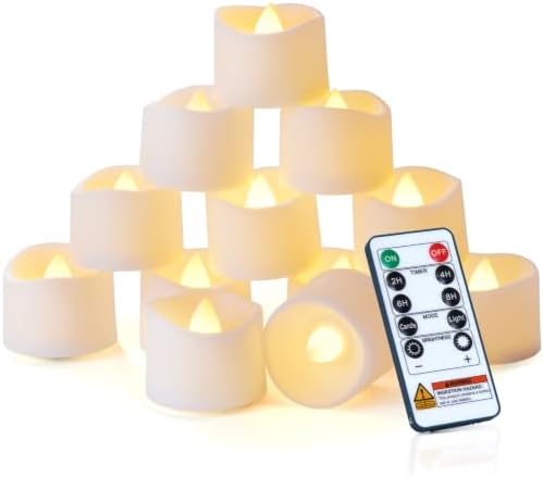 Homemory 12-Pack Remote Flameless LED Battery Tea Light Candles, 400+Hrs