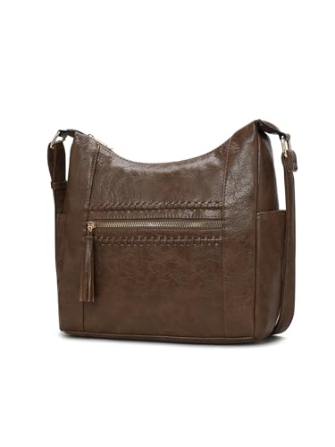 MKF Collection Bolsa de ombro feminina, bolsa transversal grande de couro vegano da Mia K, Pedra de Marselha