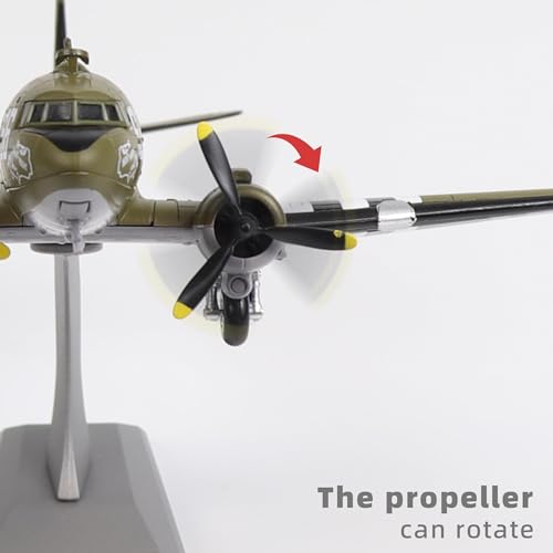 NUOTIE Douglas C-47 Skytrain 1/100 Metal Diecast Aircraft Model kit, WWⅡ US C47 'Night Fright' Military Transport Model Airplane for Adult Collection or Gift - Image 3