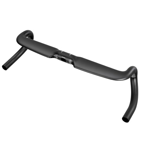 HUALONG Carbon Road Gravel Bike Handlebars Flared Drop Bars Ultra-Light Aero Internal for Gravel Road Drop Handlebars Racing Cycling,Matte Black Stem Clamp Diameter 31.8-32mm Length 420mm