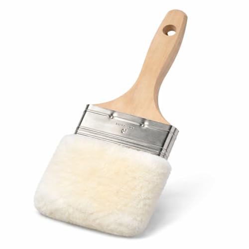 Lambskin Stain & Paint Brush - for use with All Latex and Oil Based Paints, Stains and Polyurethanes. Premium Lambskin - New and Patented Design (4 Inch)