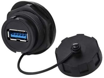 CNLINKO USB 3.0 Connector, Type A Female to Female, Panel Mount Receptacles Socket Jack, Dual USB Port, Outdoor Waterproof IP67, Data + Power, Panel Pass, Industrial Standard