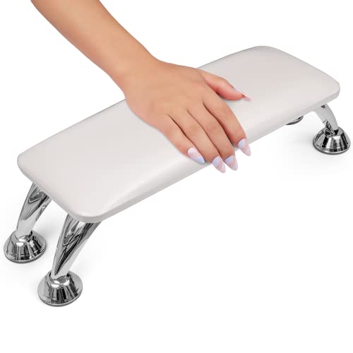 Arm Rest for Nails Tech, Easy Clean Nail Arm Rest, Reduce Back Pain Hand Rest for Nails Tech, Sturdy Support Armrest for Nails Fits UV LED Nail Lamp Underneath, Salon & Home Use (White)