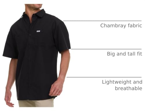 Wrangler Men's Big and Tall Short Sleeve Button Up Shirt, Chambray Woven - image 4