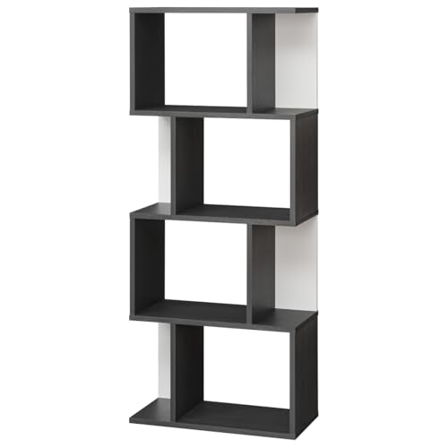 白井産業 ディスプレイラック 棚 幅58cm 高さ140cm ブラック 木目 S字 飾り棚 パーテーション 背面化粧有 シェルフ 本棚 おしゃれ 一人暮らし インテリア ノアリス NAL-1460BK