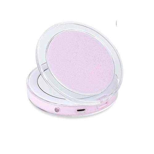 Preisvergleich Produktbild L.HPT LED-Schminkspiegel Leichter kompakter Schminkspiegel - beleuchteter Taschenreisespiegel, tragbarer Kosmetik-Kosmetikspiegel mit Faltbarer Waschtischplatte, 1X- und 3X-Vergrößerung, Handspiegel