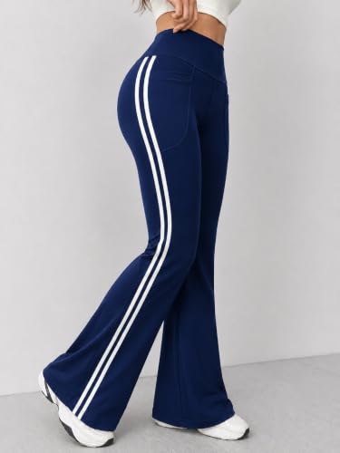 Image of Imperative High Waist Stretchable Flared Gym Pants for Women's | Gym Track Pants for Women with Side Pockets