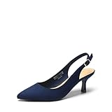 DREAM PAIRS Womens Slingback Sandals Pumps Pointed Toe Dress Party Court Shoes Ladies Kitten Heel Wedding Shoes SDHS2234W-E,Size 7,Navy-Suede,SDHS2234W-E