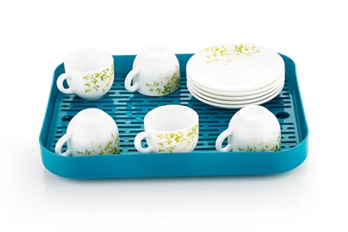 Image of Plastic Multipurpose Drain Tray - Durable & Lightweight Draining Rack Tray for Kitchen, Bathroom & Storage (Green)