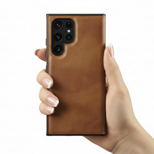 Image of Leather Case for Samsung Galaxy S20 Ultra Premium Protective Stylish Slim Cover with Shockproof Raised Edges Brown