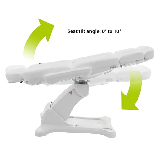 Image of SKINACT Malibu Electric Medical Spa Facial Treatment Chair /Table with 240 Swivel Base, Adjustable Backrest, Leg Rest and Wired Hand Remote Control (White)