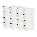 Sterilite 16-Pack Ultra Latching Box, Storage Bins with Lids, Clear Plastic, 70 Quart - Heavy-Duty Organizing Containers for Closet, Bathroom, and Office
