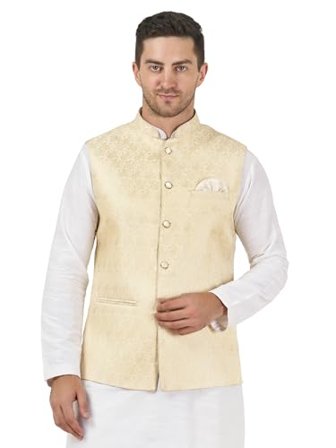 Image of Badoliya & Sons Men's Brocade Zari Nehru Jacket /Waist Coat