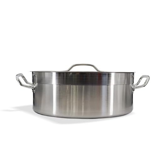 Pro-Kitchen 28-Quart (25L) Stainless Steel Stock Pot with Stainless Steel Lid, 4mm Thick Heavy Duty Induction Soup Pot, Cookware Stockpot with Handle, Commercial Grade Pot Suitable All Heat Sources