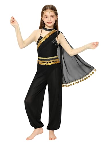 Combinaison fille patchwork en mesh manches longues et pantalon lanterne