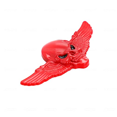 Image of 3D Skeleton Skull Emblem Car Badge Sticker Car Side Rear Front Hood Trunk Door Fender Bumper Metal Badge 3D Decal Sticker (Red) (CR-WINDSKULL)