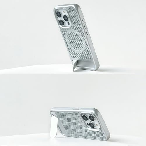 Sanlinba iPhone 16pro 用 ケース MagSafe対応 放熱 薄型 マット メッシュ 耐衝撃 マグネット ケース スタンド付き ワイヤレス充電対応 エッジの滑り止め 指紋防止 アイフォン 16 プロ カバー